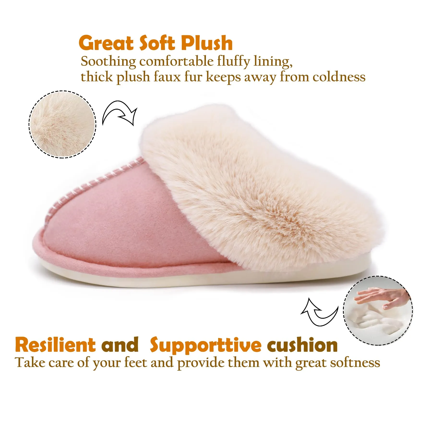 Winter Warm Slipper for Women and Men, Fuzzy Plush Lining House Shoes Comfy  Non-slip Lightweight Slippers Indoor Outdoor, Winter House Memory Foam