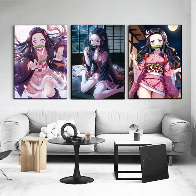 Japanese Anime Demon Slayer Nezuko Kamado Sexy Girl Canvas Print Tea Room  Wall Art Studio Decor Frames From Xianstore09, $15.73