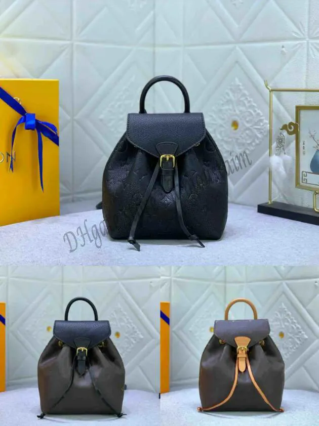 MONTSOURIS BB mini zaini firmati donna chiusura con coulisse borsa da scuola per ragazza Tracolla in pelle Hardware color oro Cartella borsa da donna