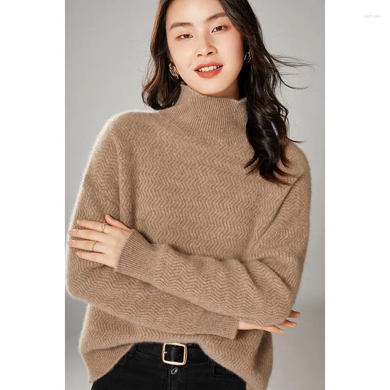 Women's Sweaters Wool Knitted Women Winter Mock Neck Soft Warm Jumpers Female Pure Merino Woolen Pullovers