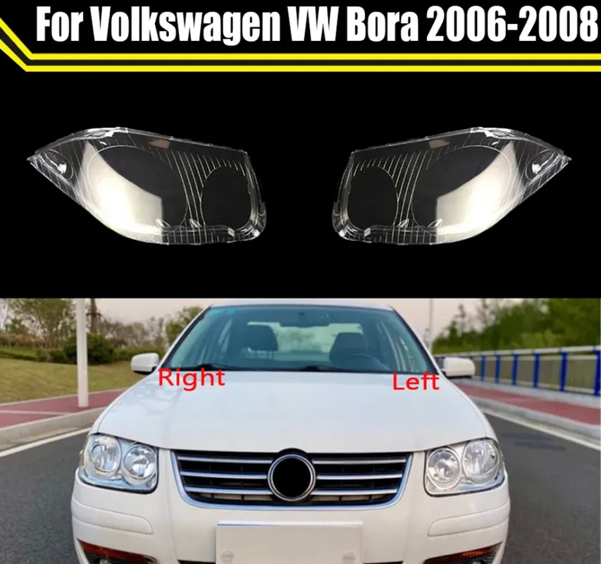 Bilglasstrålkastare Cover Strålkastarslins Auto Shell Cover Transparent Lamp Shade Light Caps för Volkswagen VW Bora 2006-2008