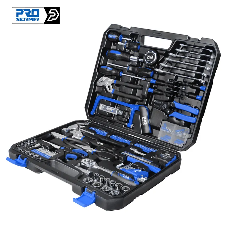 Decorative Objects Figurines 198Pcs Hand Tool Set DIY Home Repair Kit Woodworking Tools Bag Car Wrench Saw Screwdriver By PROSTORMER 230824