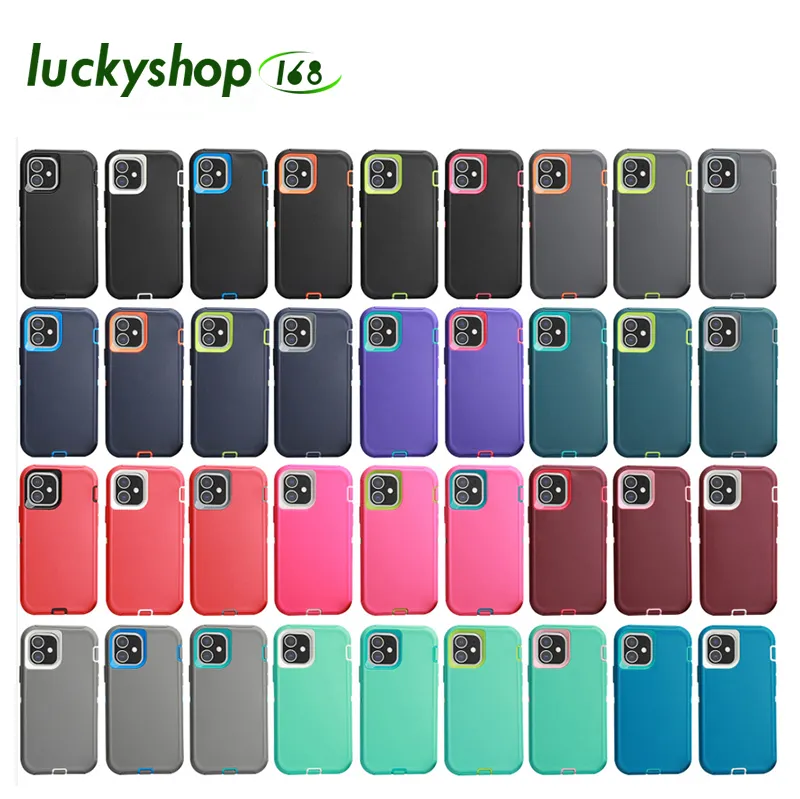 Defender Defender Hustice Dridge Phone Factions for iPhone 15 14 13 12 11 Pro Max Mini XR XS X Samsung S23 S22 S21 High Qulity 3 in 1 Comple Compleon Serper Cover 35 Color