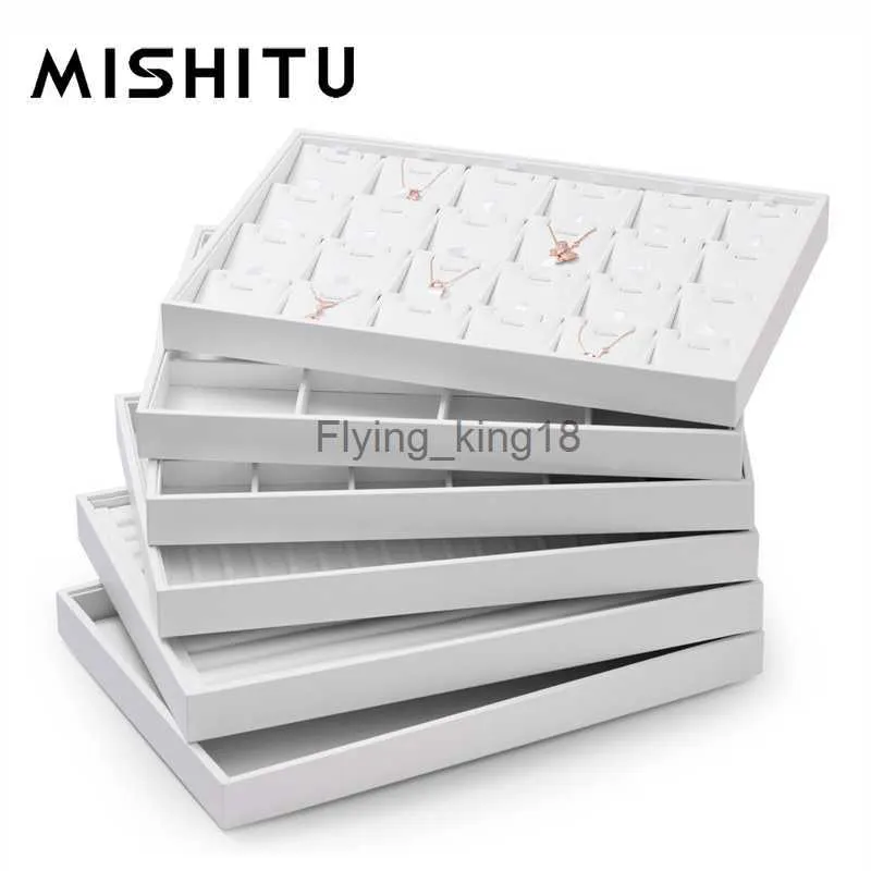 Mishitu Premium White Leather Stackable Jewelry Tray Jewelryディスプレイプロップ