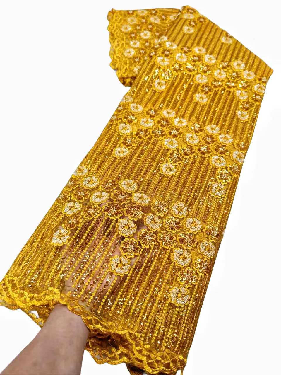 chinese dress ladies Gold Beaded Lace Fabric – Gala Textile