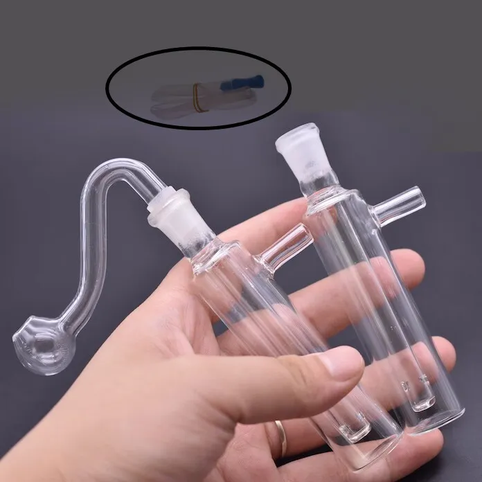 Pas cher clair portable Mini 9,5 cm plate-forme d'eau en verre dab bong tuyau avec tuyau de paille en silicone et bol de brûleur à mazout pour fumer