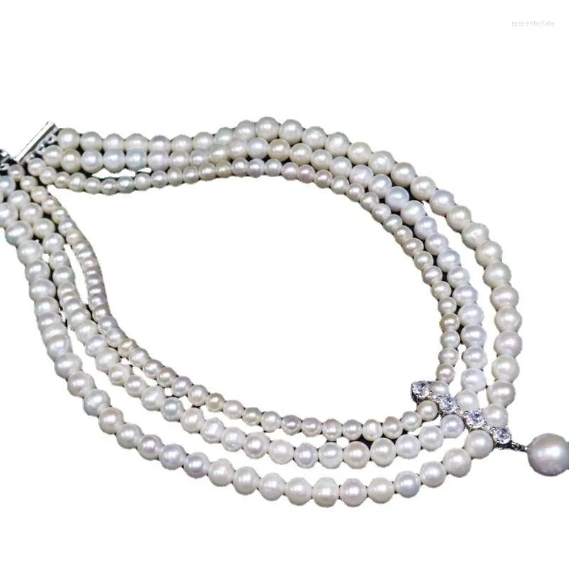 Collier ras du cou en perles d'eau douce naturelles pour femmes, 6-9mm, presque rond, Micro défauts, forte lumière, robe quotidienne assortie