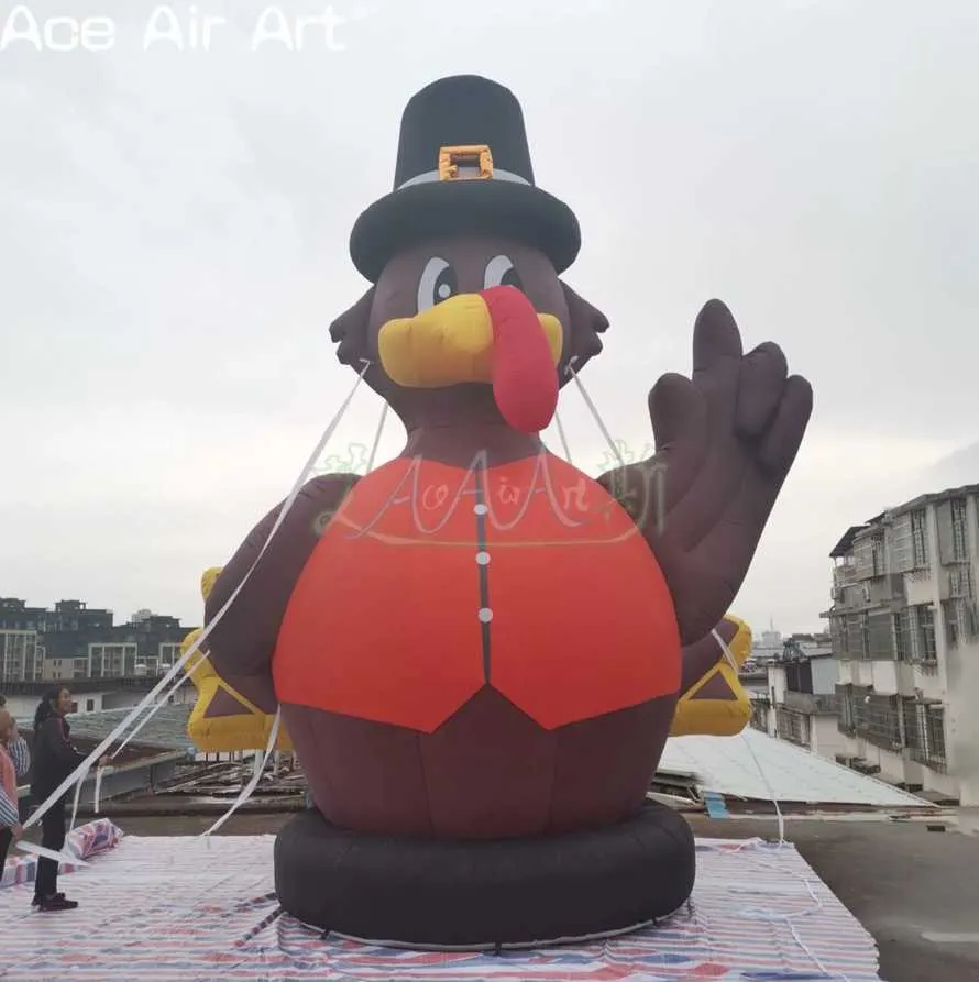 Partihandel 9MH 30 fjärde med fläktjätten Uppblåsbar Thanksgiving Turkiet Cartoon Animal Model för festival dekoration eller marknadsföring