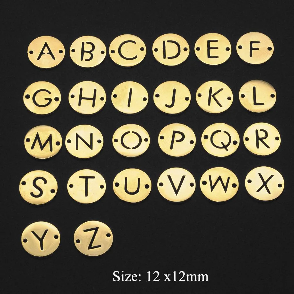 Polish 26pcs/set 26 Letters Az Stainless Steel / Copper Diy Charms Connector Wholesale Bracelet Making Charm Never Fade Factory Price