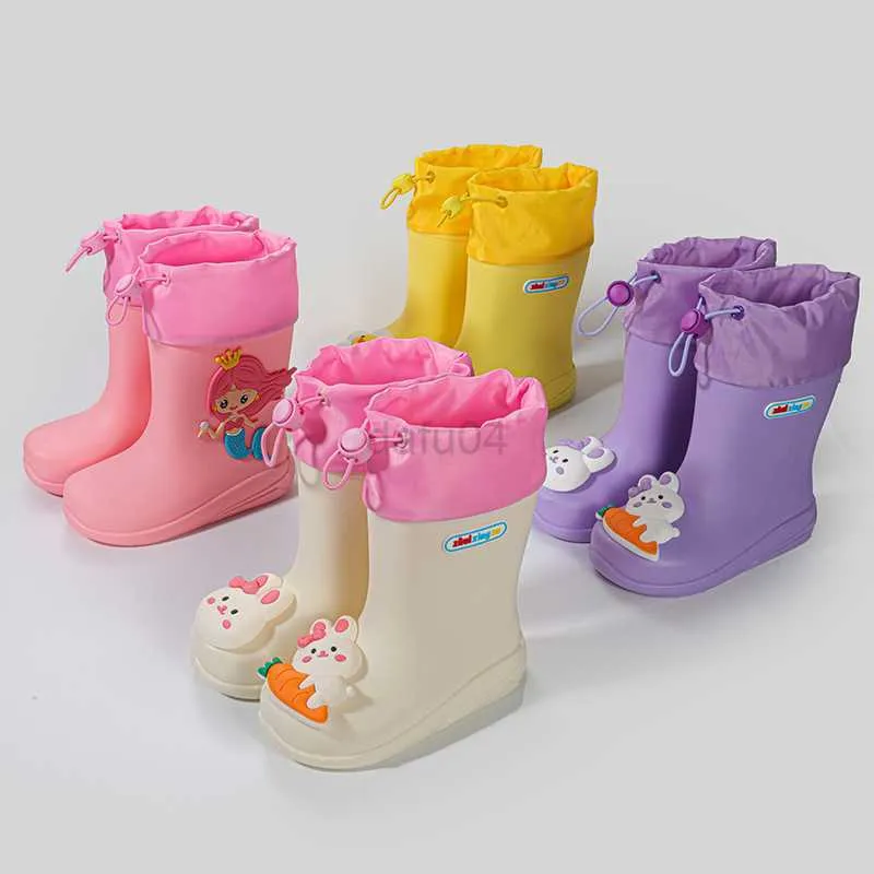 Сапоги New 3d Cartoon Mite Bunny Duckling Kids Rain Boots для мальчиков Four Seasons New 2023 Wersatile Mute Simple Girl Water Boots L0824