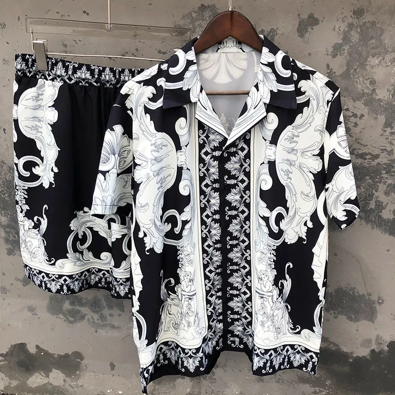 Tracksuits voor heren Hawaiiaans shirt Streetwear Artistic Abstract Shirts Men Tracksuitset Hip Hop Casual Beach Holiday Short Sleeve Suit 230823