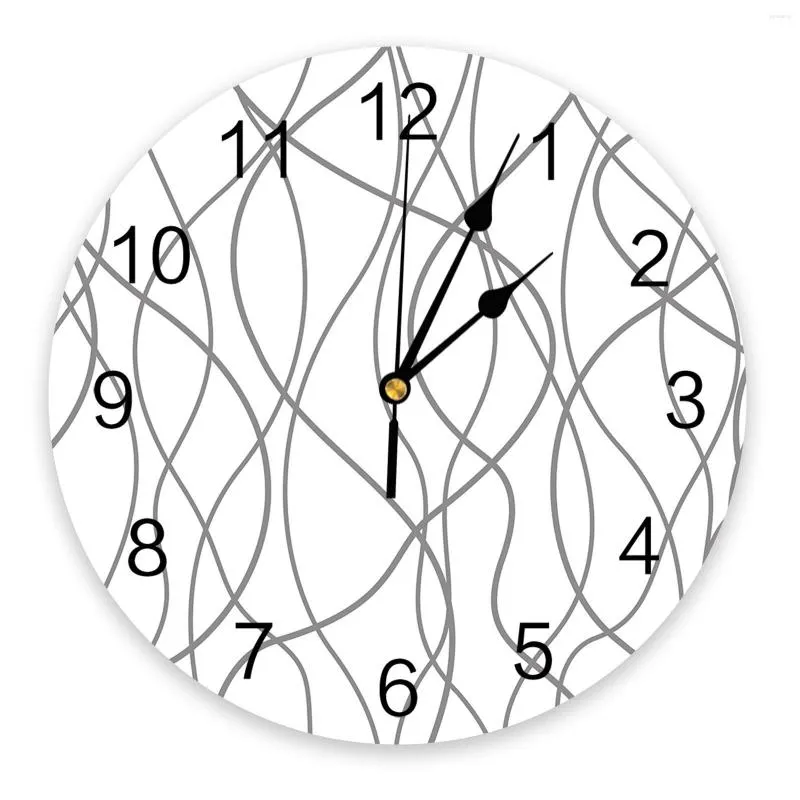 Orologi da parete linee attorcigliate moderne arte da letto nero orologio grande cucina da pranzo rotondo soggiorno orologio