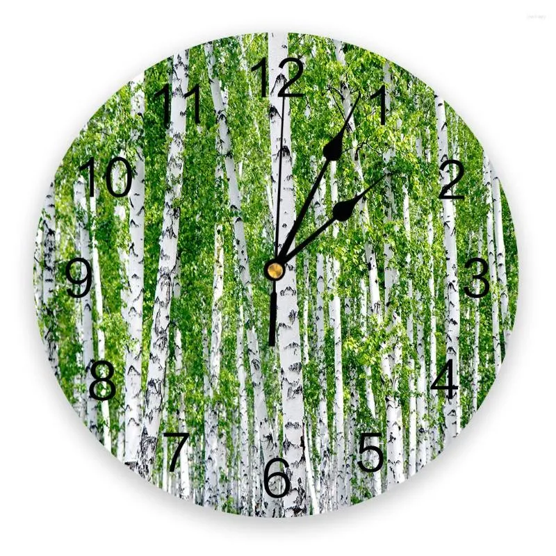 Wall Clocks Birch Forest Trees Park Bedroom Clock Large Modern Kitchen Dinning Round Watches Living Room Watch Home Decor