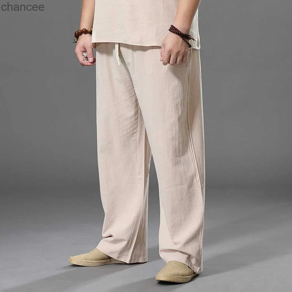 Pants Large Size Summer Men's Cotton Tall Big s Wide Leg Linen Pant Oversized Jogger Trousers Male Plus Loose MenLF20230824.