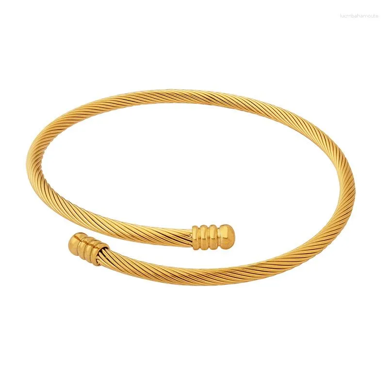 Bangle Fashion Twist Aço inoxidável FIREGEM BRACELETA MENINO MENINO FAMÍLIA GUESTA DE FAMÍLIA VINAGEM 3MM BANGELAS abertas para mulheres Tamanho ajustável