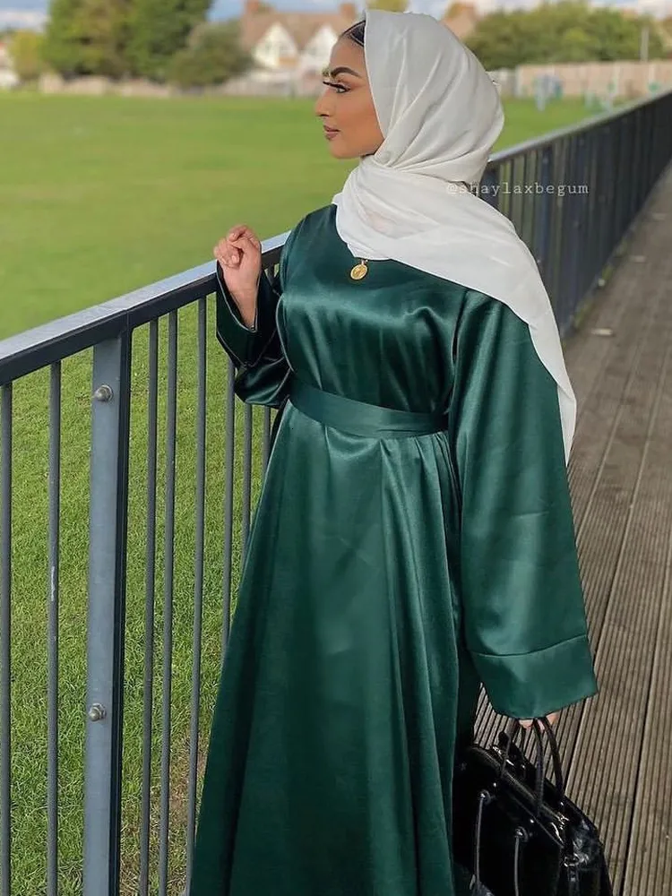 Etnische kleding Effen Abaya-jurk Moslimvrouwen Bescheiden gewaad Islamitische kleding Dubai Turkije Hijabi-outfits Casual Ramadan Eid Kaftan Geen sjaal 230824