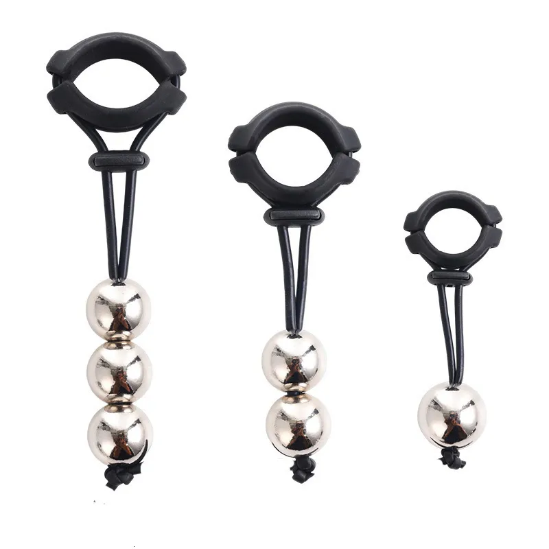 Cockrings Bdsm Masculino Penis Anel Exercício Dispositivo Peso Rolamento Extensor Ampliação Maca Bola Sêmen Bloqueio Adulto Brinquedos Sexuais para Homens 230824