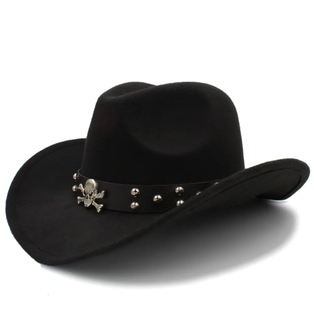 Sboy Hat's Men Word Western Cowboy Hat Rullup Brim Gentleman Dad Джаз конной сомбреро Hombre Cap размер 5658 см. Кожаный ремень 230823