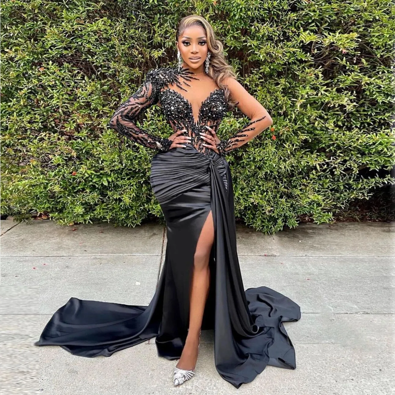 Mermaid evening dress with sleeves online