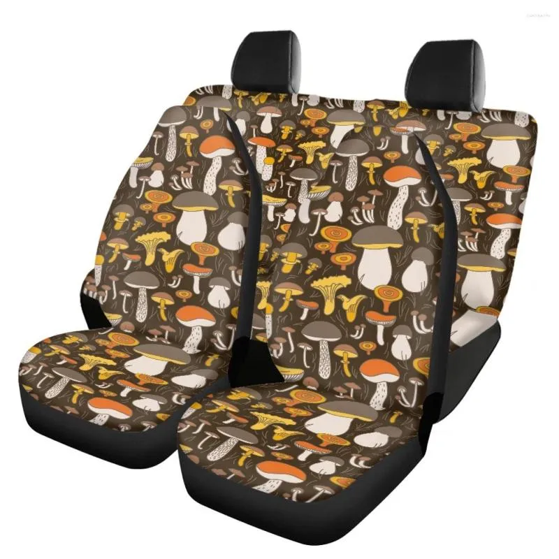 Housses de siège de voiture, motif champignon, protection Automobile avant et arrière, Durable pour femmes, ensemble complet, coussin facile à nettoyer