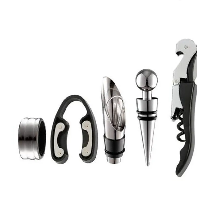 Wine Glasses 5PCS Opener Kit Set including Tool Stainless Steel Pourer Ring Decanter Bottle Cutter 230824