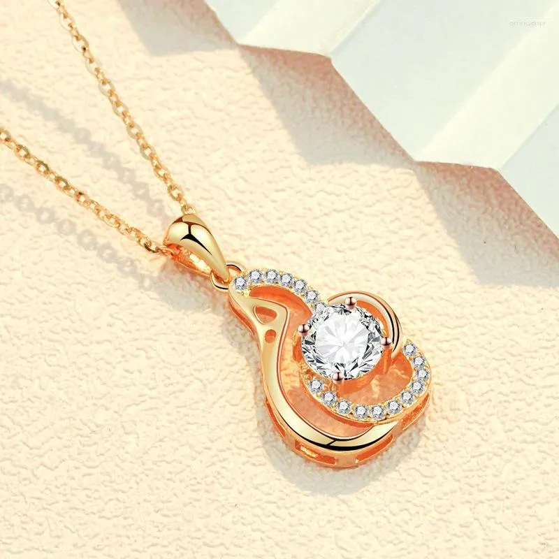 Ketten Halskette Frauen S925 Sterling Silber Roségold Pendant Elegantes japanisches und koreanisches Netz rote Schlangeblatt Kette 2