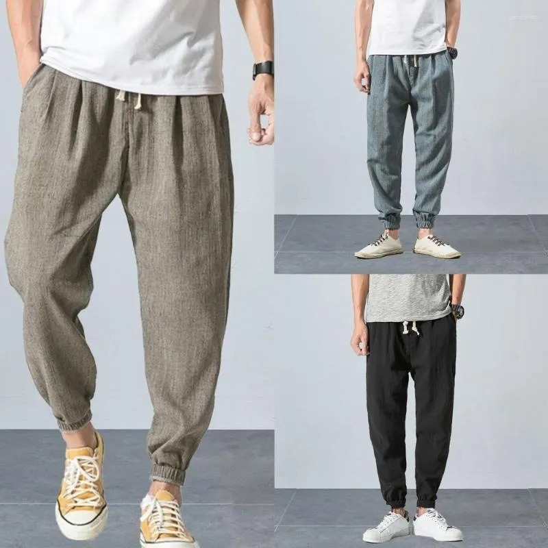 Herenbroek Casual lichtgewicht Spring Summer Men Joggers Solid Color DString Losse Mid Rise Pockets broek voor dagelijkse slijtage