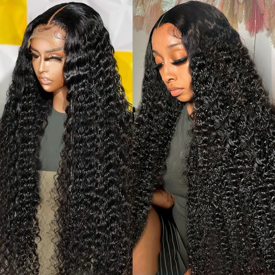 250% 30 inch 13x6 Transprrent Curly Human Hair Pruiken Braziliaanse losse diepe golfkant kant frontale pruik 5x5 HD kanten sluitingspruik voor vrouwen