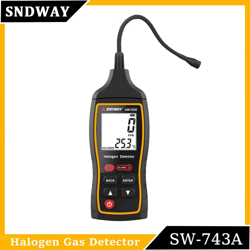 Analisadores de carbono SNDWAY SW-743A Detector de gás halogênio 1000 ppm Medidor digital CFCS HCFCS Detector de vazamento de gás halogênio Alarmes de vibração de som de luz LED 230823