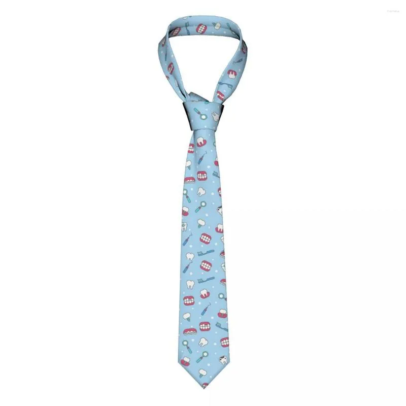 Båge slipsar tänder slipsar män avslappnad polyester 8 cm bred söt tandvård nack slips för mens dagliga slitgravatakontor