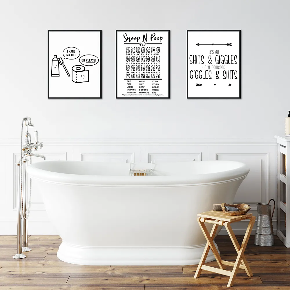 Peintures Salle De Bain Noir Blanc Mur Art Prints Citation Signes