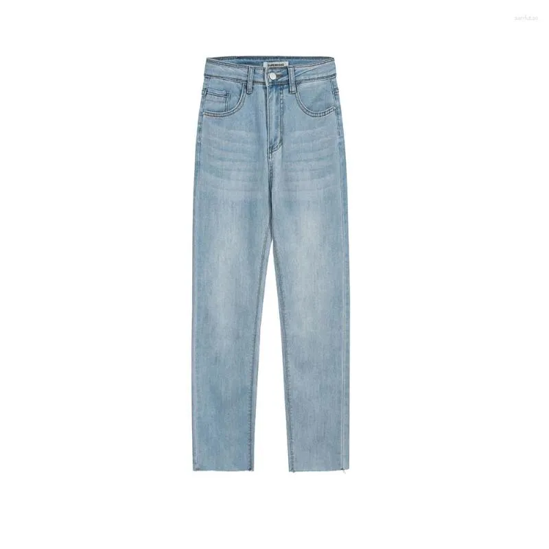 Frauen Jeans hohe Taille Hellblau-Knöchel-Länge Sommer Einfacher Stil Female Fit Denim Hosen junge Mädchen