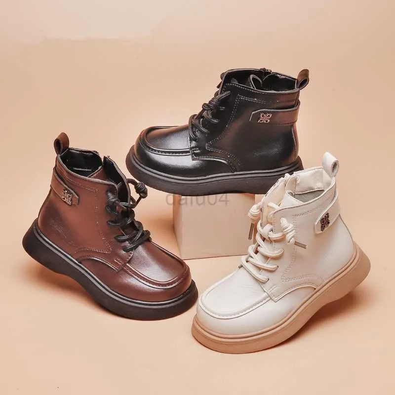 Boots Girls Boots Boots Spring Autumn Fashion Children's Boots Pu Leather Loft Non Slip Kids Martin Boots School Boys 'Leather Leather L0824