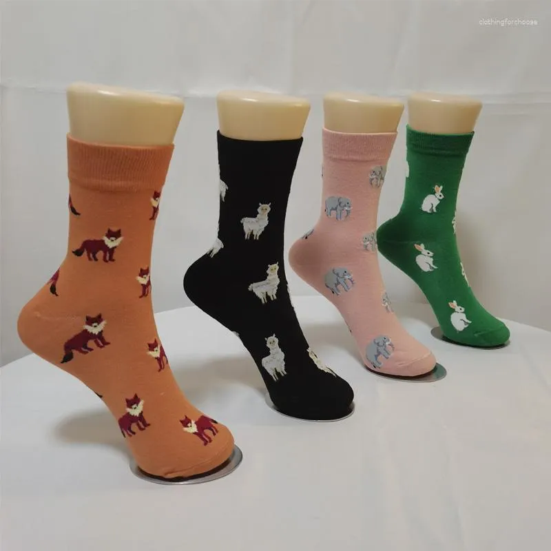 Frauen Socken 1 Paar Frauen Frühlings- und Herbstmode süßer Cartoon Alpaka Elefant Tier japanische Harajuku