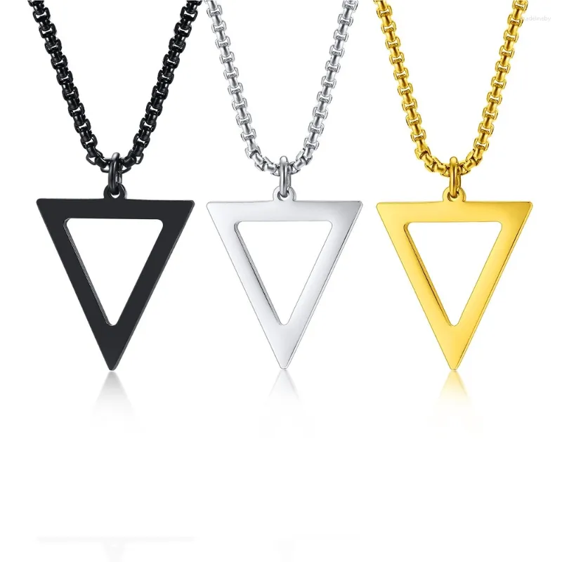 Correntes Triângulo de aço inoxidável pendente de ouro colar de prata de ouro Man Homem Colar Trendy Simple Style Geometric Metal Punk Jóias 2023