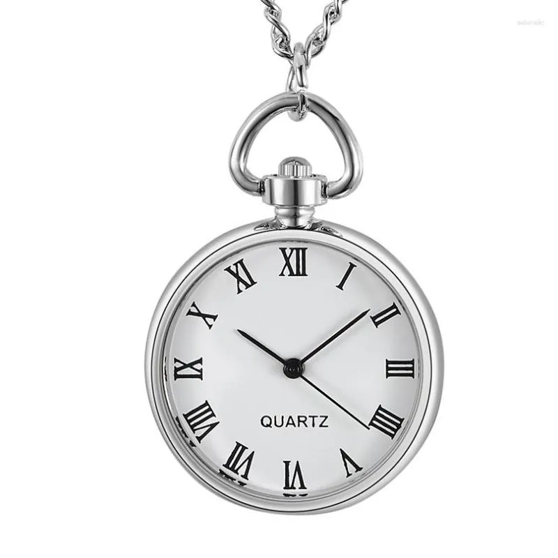 Pocket Watches Necklace Pendant Quartz titta på romerska siffror Easy Read Liten FOB -kedjeklocka för män Kvinnor de gamla människorna enkla reloj