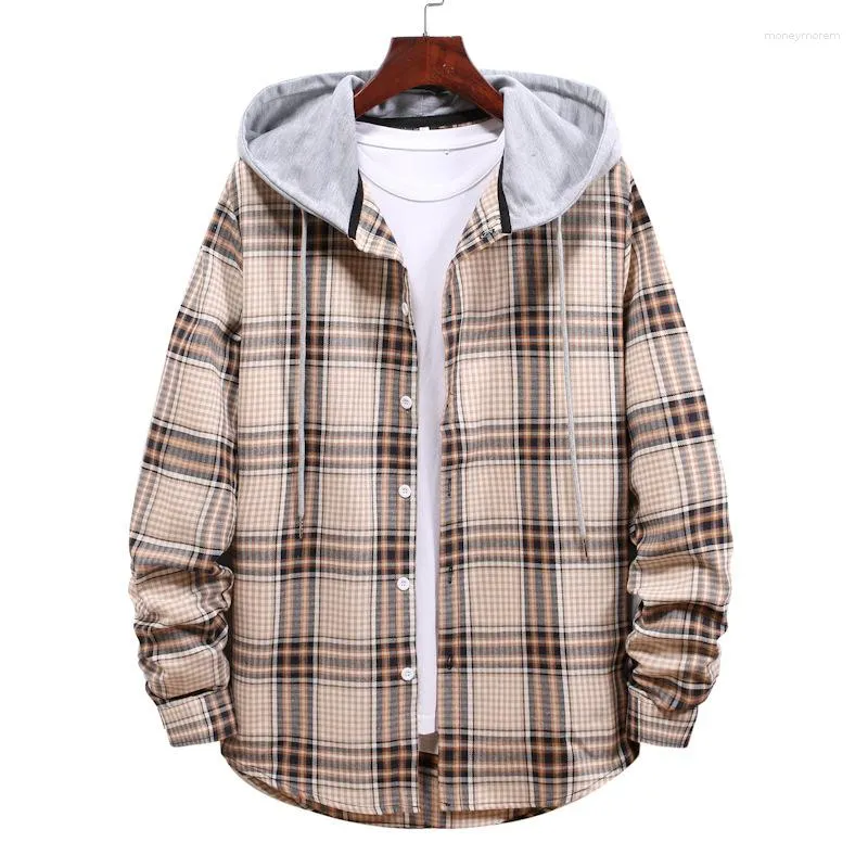 Con cappuccio da uomo Luclesam camicie con cappuccio a quadri da uomo 2023 classico classico con cappuccio con cappuccio maschile maschile streetwear scottish preppy sudaderas hombre