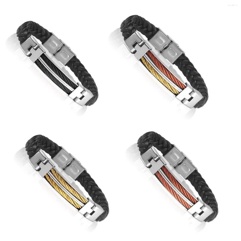 Bracelet Design Tendance Bracelet En Cuir Souple Pour Hommes Noir Bouton En Acier Inoxydable Femmes Hommes Bracelets Saint Valentin Bijoux Cadeau