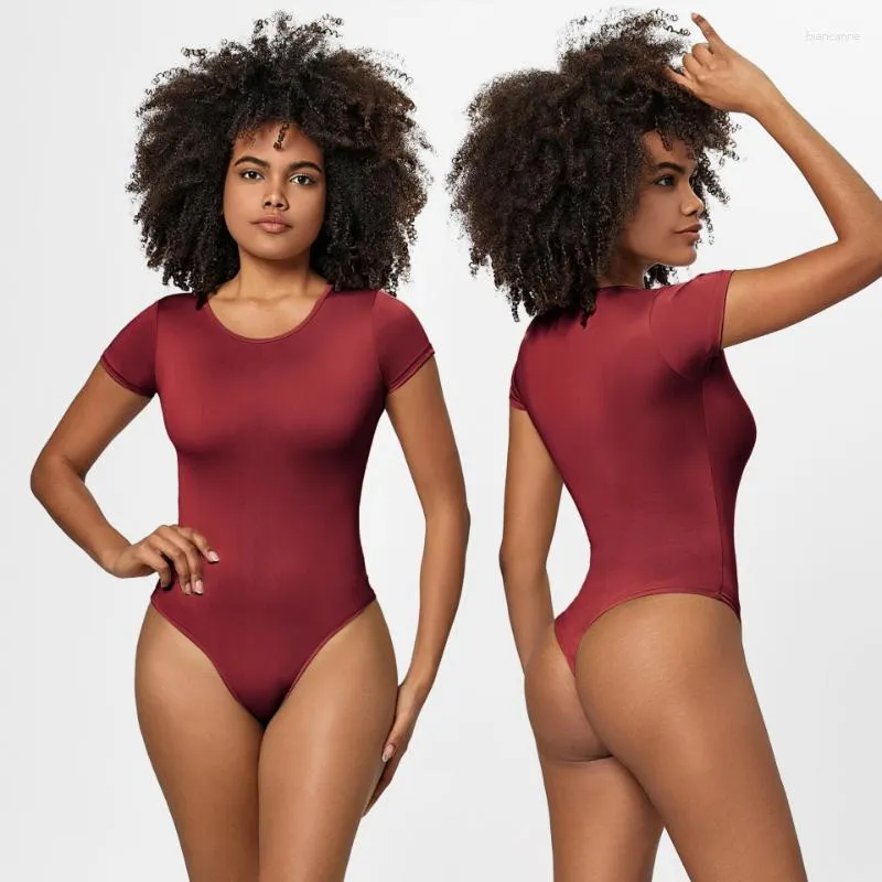 Shapers feminino Mulheres Mulheres O-Gobes Ocorrente Curto Coloque Corpo Corpo Coloque Corpo Shaper Roupa de Roupa Suípo Sólido Top Básico