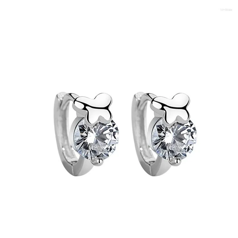 Studörhängen Autentisk 925 Sterling Silver Earring Fashion Fjäril Crystal for Women Girl Wedding Party Jewelry Gift