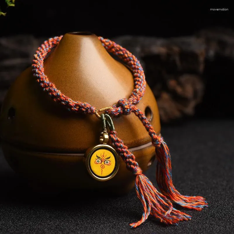 Charmarmband tangka gud av rikedom öga diy nationell stil zakiram handvävt rep för män och kvinnor par hänge etniska armband