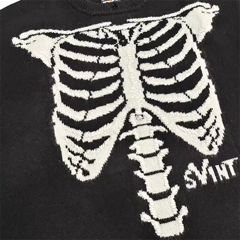 Oversized Skeleton Knit Sweater - Mens/Womens Jacquard Graphic Top
