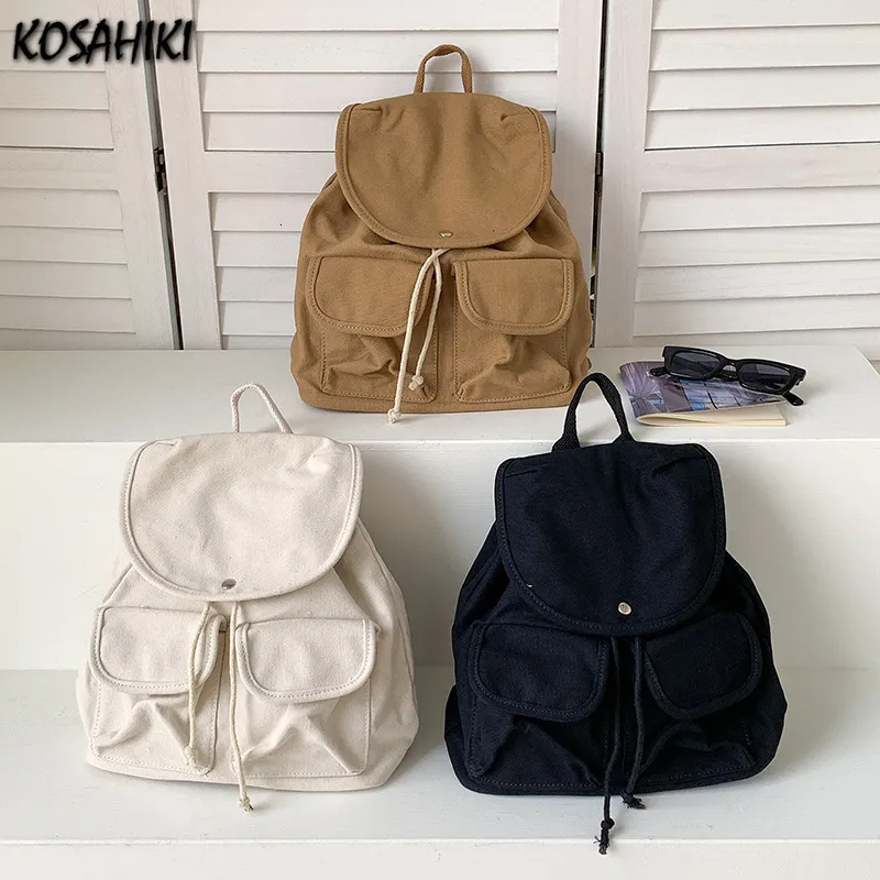 Школьные сумки повседневные ученики на открытом воздухе модные y2k rucksacks японские винтажные солидные простые школьные сумки корейская мода все матч