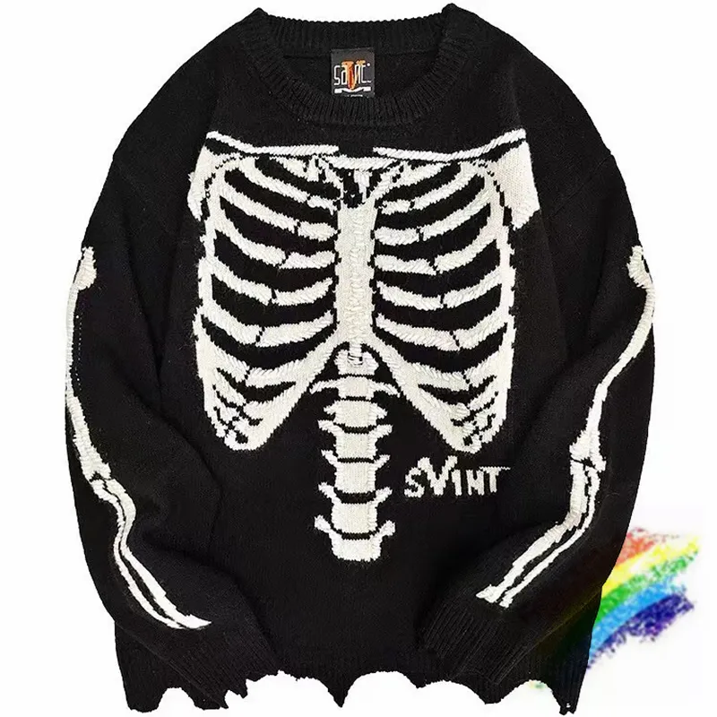 Oversized Skeleton Knit Sweater - Mens/Womens Jacquard Graphic Top