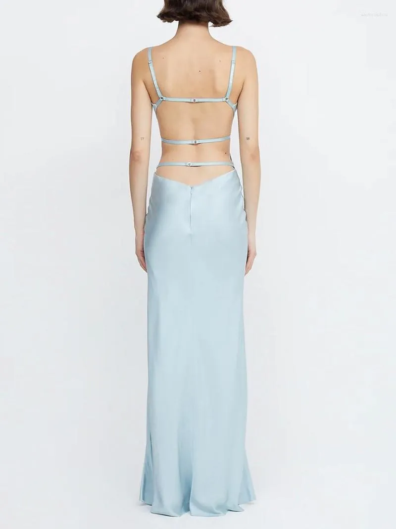 Casual jurken uitgesneden buisjurk voor dames sexy backless maxi y2k mouwloze split bodycon cocktail