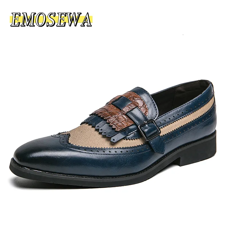 Klänningskor patentläder män skor glid på mode loafers klassiska italienska casual skor män festskor kontor bröllop klänningskor män 230823