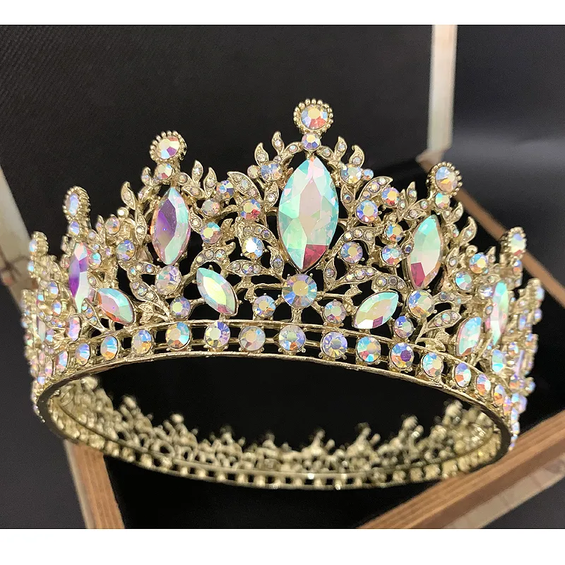 Elegant Gold Tiara with Crystal Accents Amazon.com: Oriamour Glamorous Crystal-Studded Wedding Crown  main image 2