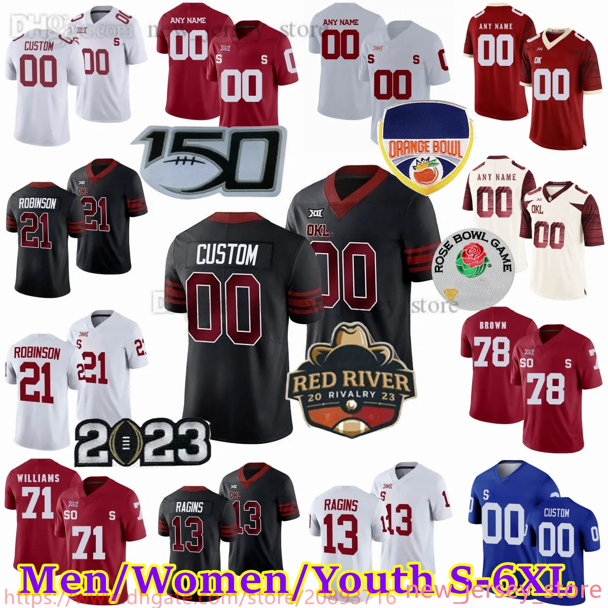 Custom S-6xl NCAA College Football Jersey 56 Halton 2 Billy Bowman Jr. 21 Xavier Robinson 12 Chave Lawrence 40 Ethan Downs 3 Jalil Farooq 44 Sammy Brown 87 Jason Llewellyn