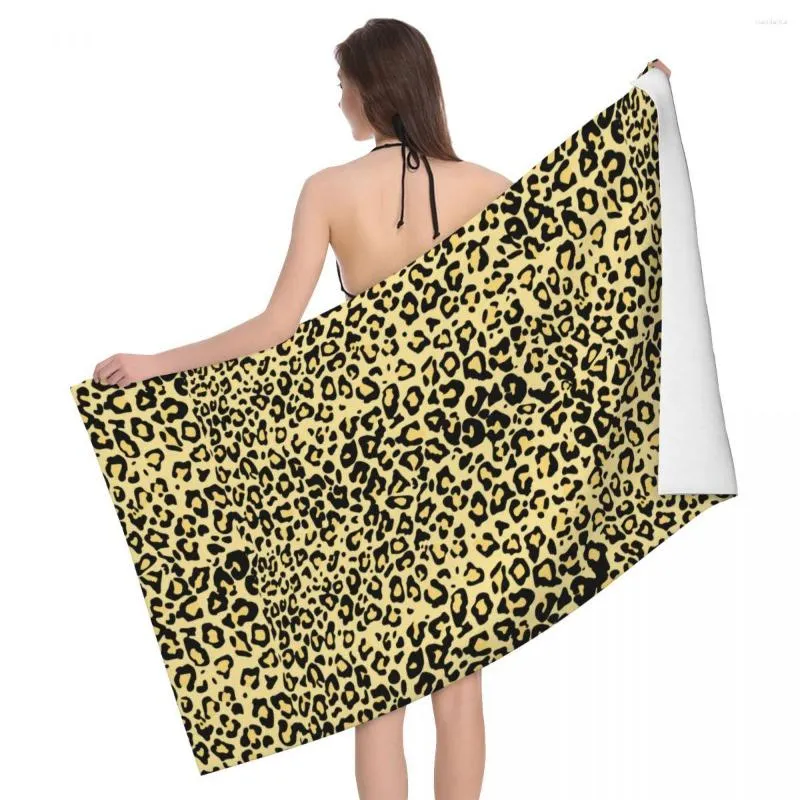 Serviette de plage imprimée léopard, grande serviette en microfibre sans sable, séchage rapide, légère, pour la natation