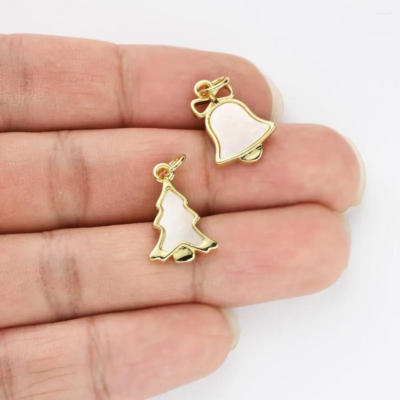 Pendant Necklaces 5Pcs Shell Christmas Tree Year Gift Women Teens Accessories DIY Charms For Jewelry Making Wholesale